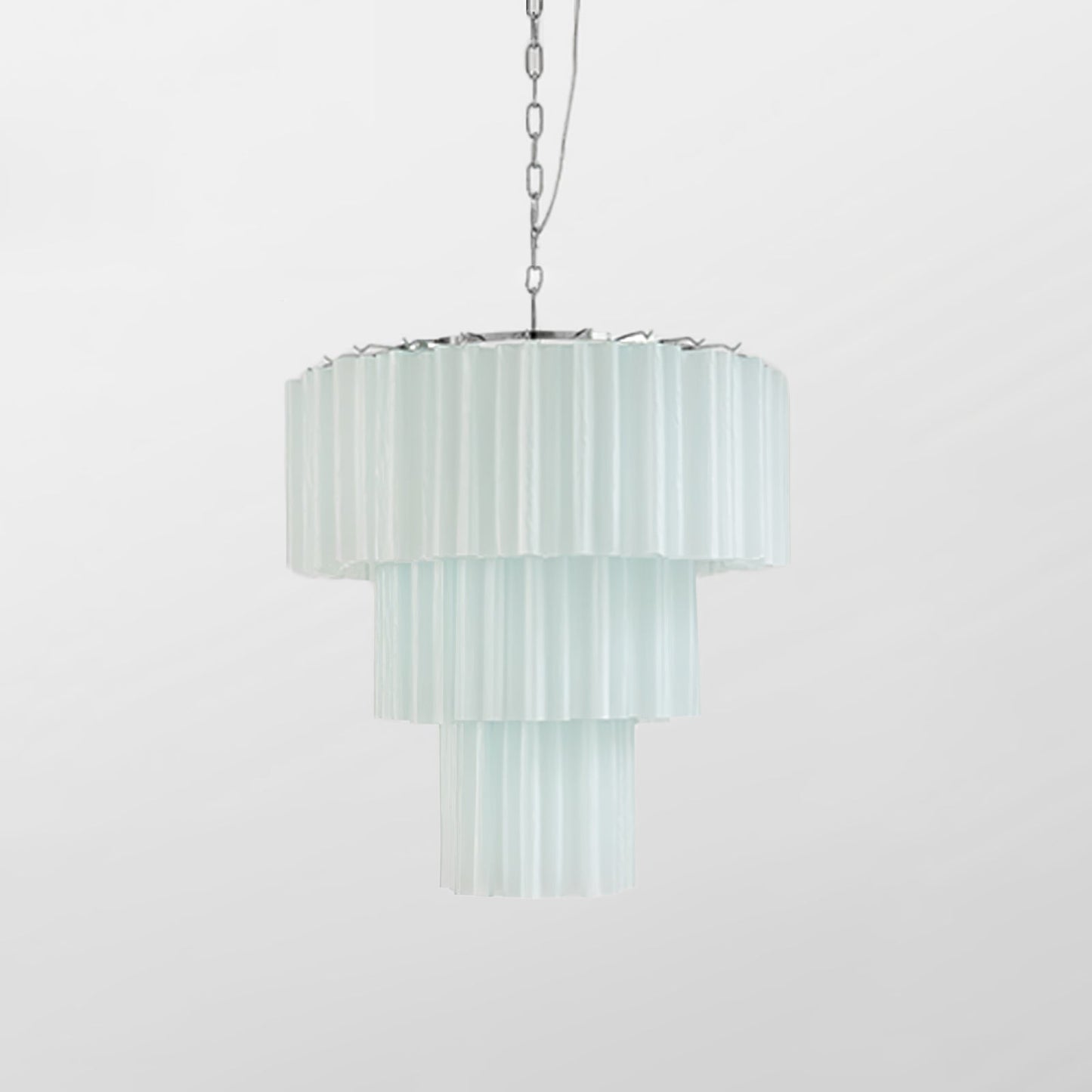 Addis Chandelier 3 layers ∅ 23.6″ x H 25.6″ / Dia 60cm x H 65cm / Light Blue & Chrome Chandelier
