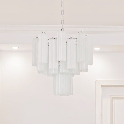 Addis Chandelier 2 layers ∅ 17.7″ x H 19.7″/ Dia 45cm x H 50cm / White & Chrome Chandelier
