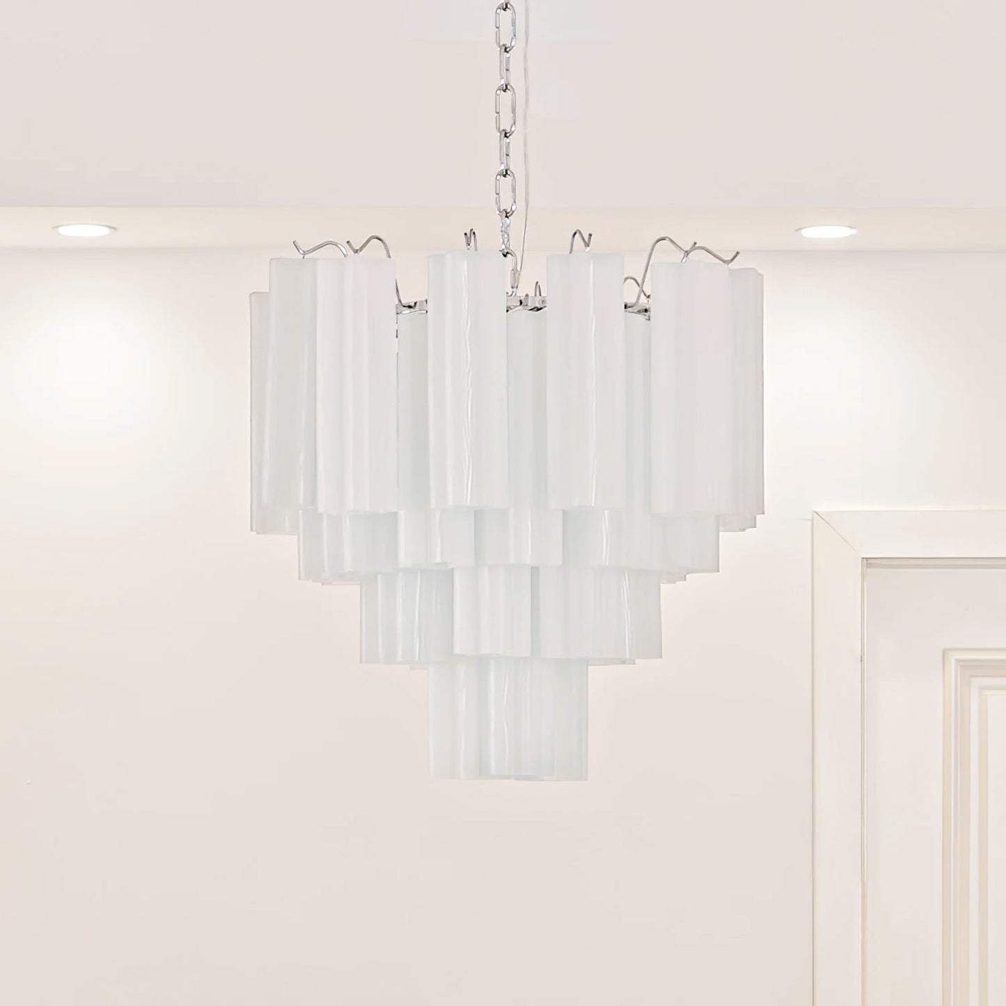 Addis Chandelier 3 layers ∅ 22.8″ x H 19.7″ / Dia 58cm x H 50cm / White & Chrome Chandelier