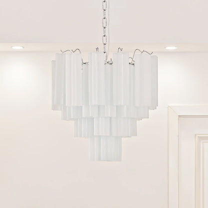 Addis Chandelier 3 layers ∅ 22.8″ x H 19.7″ / Dia 58cm x H 50cm / White & Chrome Chandelier