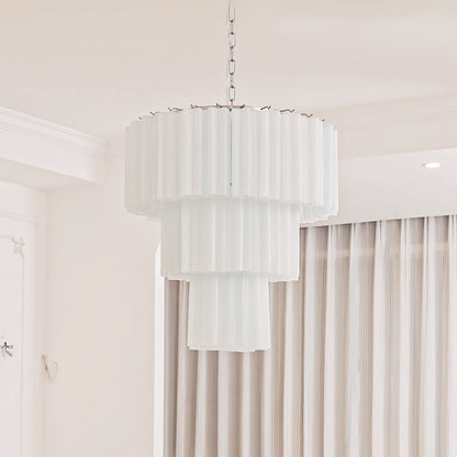 Addis Chandelier 3 layers ∅ 23.6″ x H 25.6″ / Dia 60cm x H 65cm / White & Chrome Chandelier