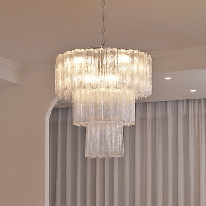 Addis Chandelier 3 layers ∅ 23.6″ x H 25.6″ / Dia 60cm x H 65cm / Clear & Chrome Chandelier