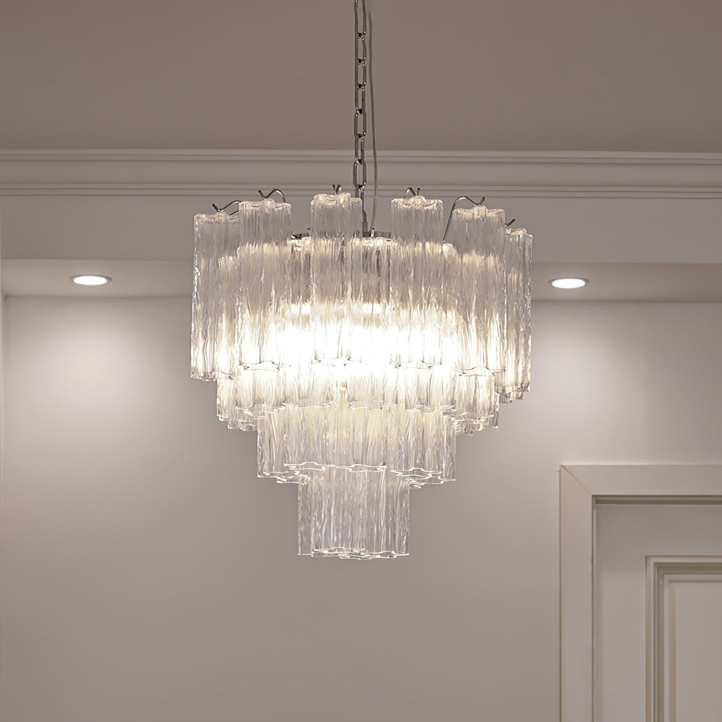 Addis Chandelier 3 layers ∅ 22.8″ x H 19.7″ / Dia 58cm x H 50cm / Clear & Chrome Chandelier