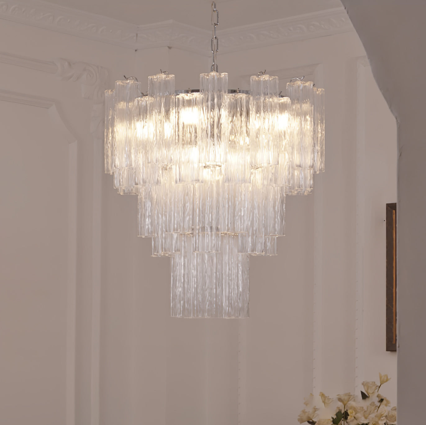 Addis Chandelier 3 layers ∅ 27.6″ x H 26.8″ / Dia 70cm x H 68cm / Clear & Chrome Chandelier