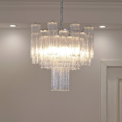 Addis Chandelier 2 layers ∅ 17.7″ x H 19.7″/ Dia 45cm x H 50cm / Clear & Chrome Chandelier