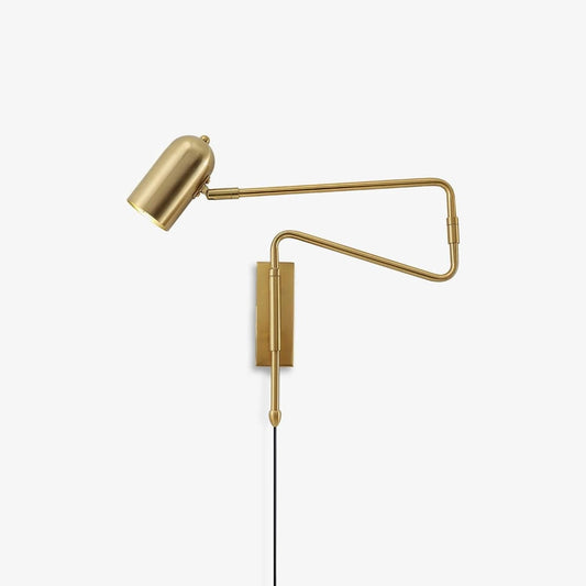 Adjustable Arm Plug In Wall Lamp Model A L 16.5″ x H 15.7″ / L 42cm x H 40cm / Gold / US Plug
