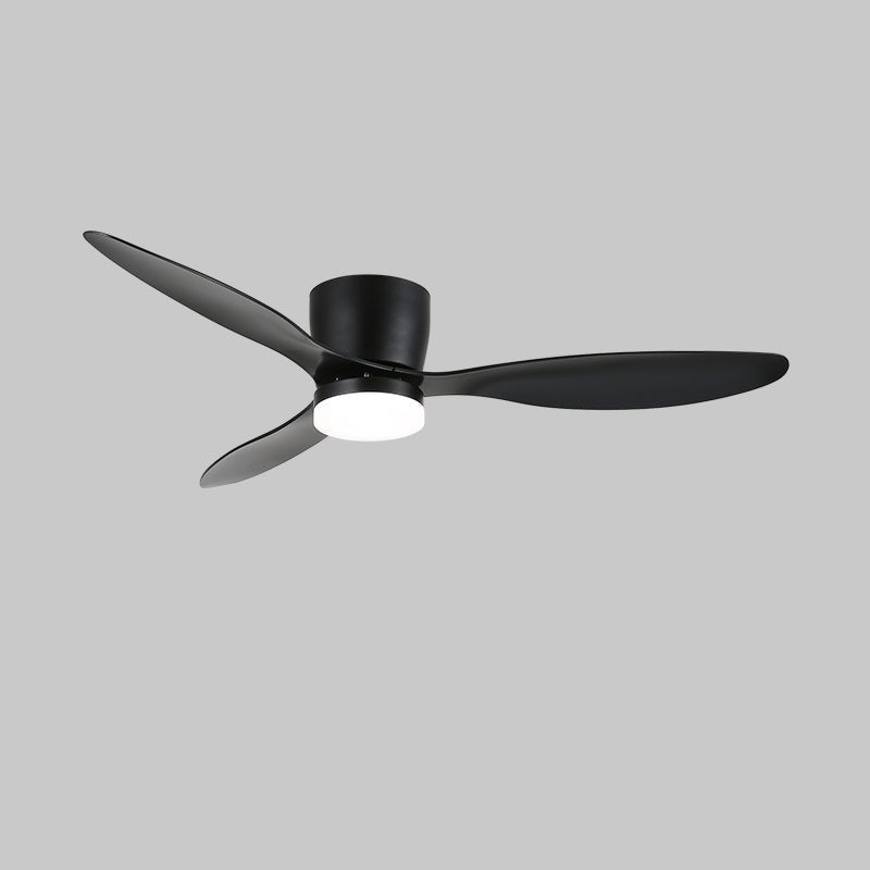Aerodynamics Wooden 48’’/52’’ Ceiling Fan Light ∅ 52″ x H 9.8″ / Model B Black / Three-Color Changing Light Ceiling fan
