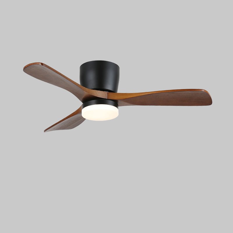 Aerodynamics Wooden 48’’/52’’ Ceiling Fan Light ∅ 52″ x H 9.8″ / Model A Walnut Wood Grain & Black / Three-Color