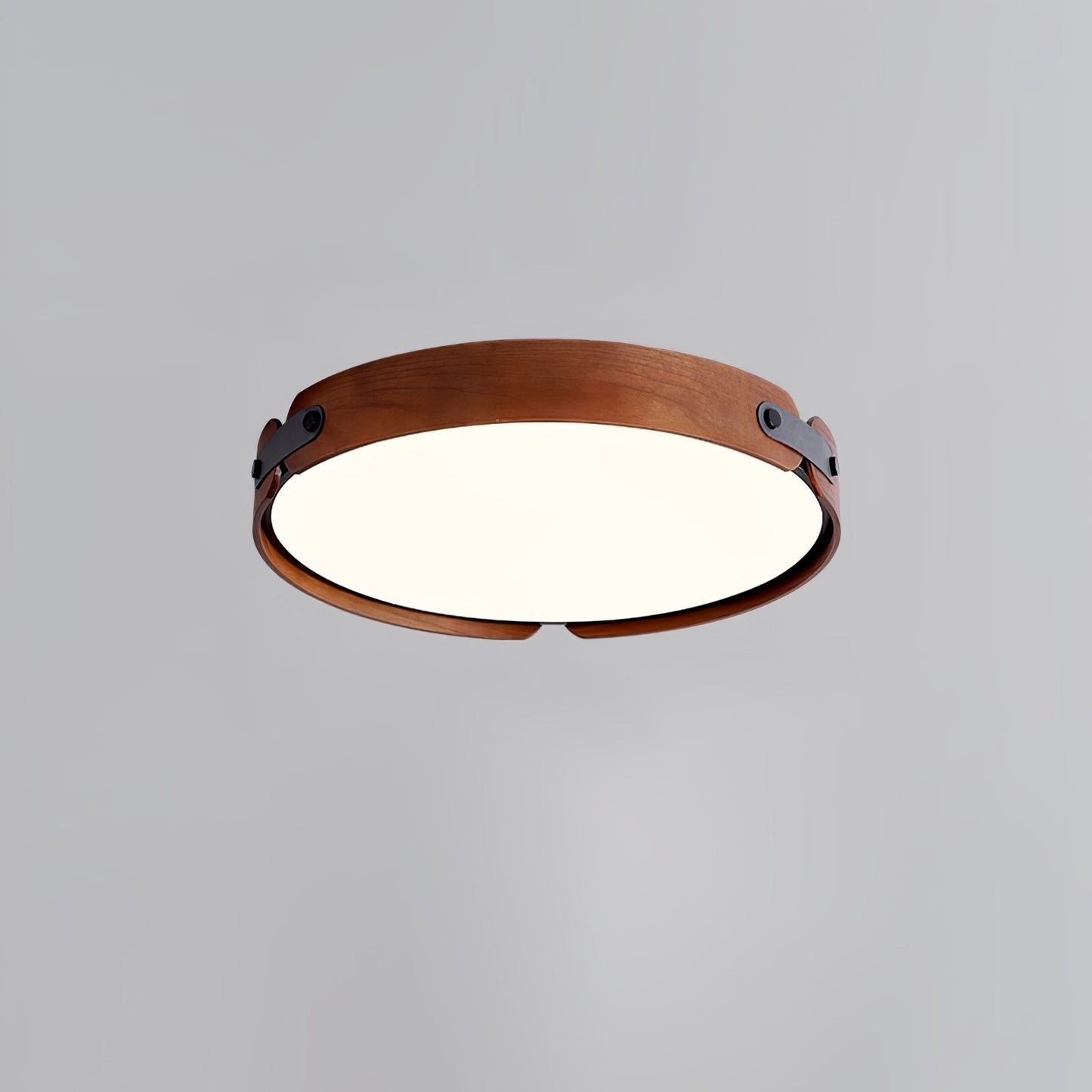 Aiwen Wood Ceiling Light ∅ 16.5″ x H 2.7″ / Dia 42cm x H 7cm (Power ~ 27W) / Walnut Color / Warm Light Ceiling lamp