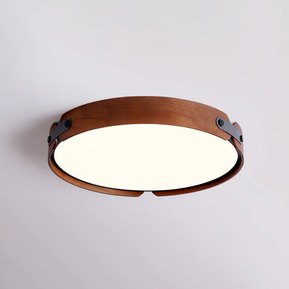 Aiwen Wood Ceiling Light ∅ 28.3″ x H 2.7″ / Dia 72cm x H 7cm (Power ~ 84W) / Walnut Color / Warm Light Ceiling lamp