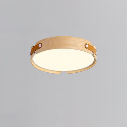 Aiwen Wood Ceiling Light ∅ 16.5″ x H 2.7″ / Dia 42cm x H 7cm (Power ~ 27W) / Wood Color / Warm Light Ceiling lamp