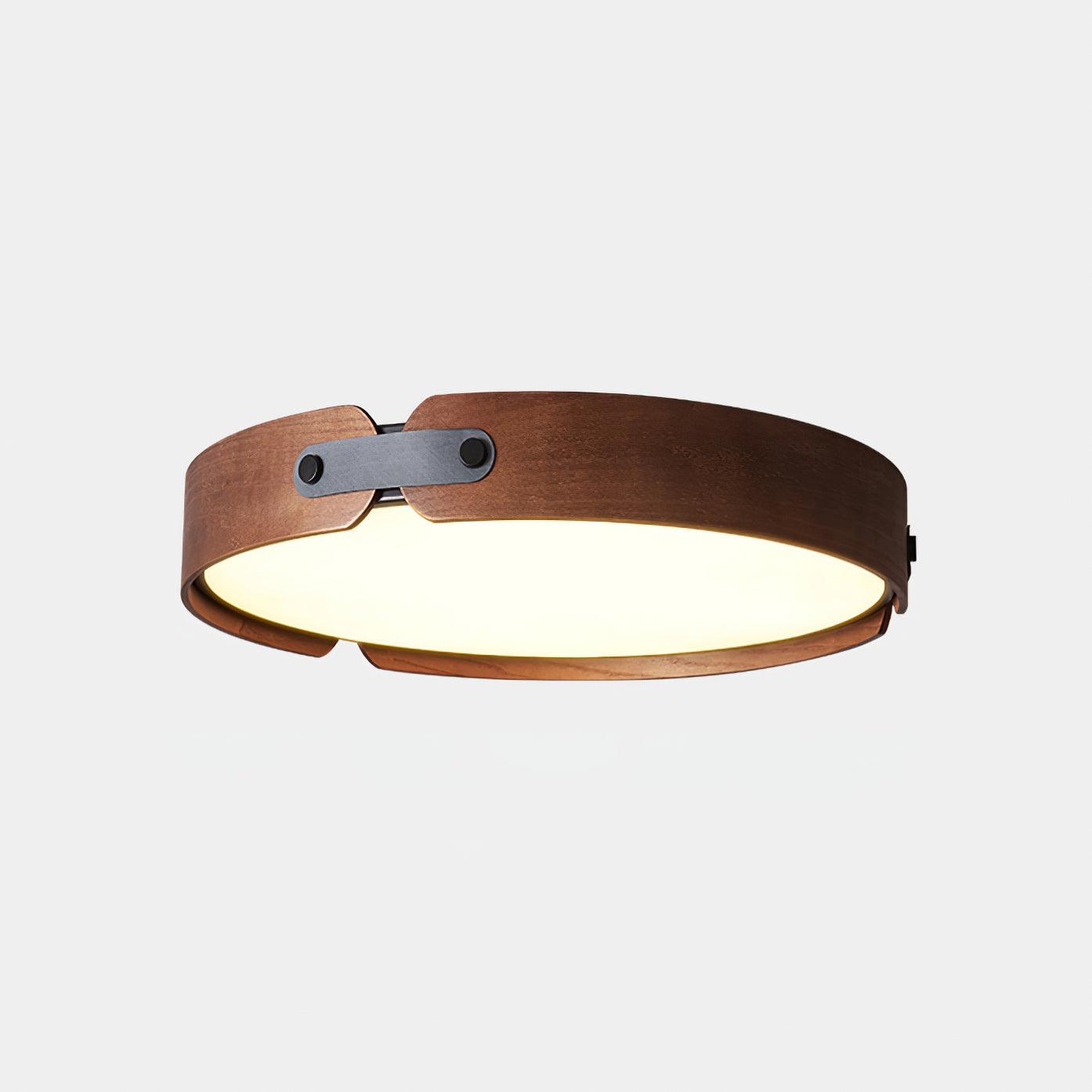 Aiwen Wood Ceiling Light ∅ 22″ x H 2.7″ / Dia 56cm x H 7cm (Power ~ 36W) / Walnut Color / Warm Light Ceiling lamp