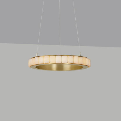 Alabaster Avalon Halo Chandelier ∅ 23.6″ x H 3.1″ / Brass / Warm Light Chandelier