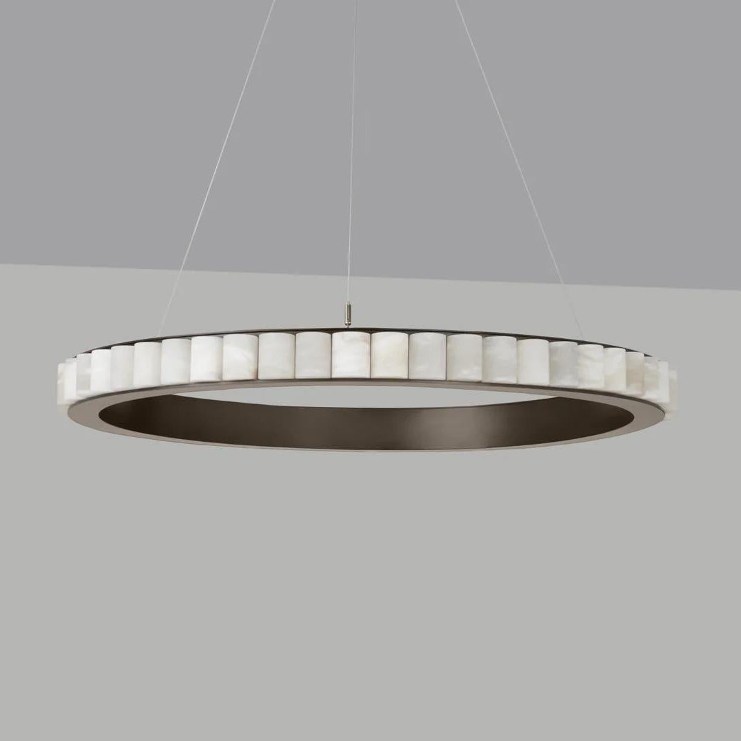 Alabaster Avalon Halo Chandelier ∅ 31.5″ x H 3.1″ / Black / Warm Light Chandelier