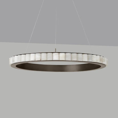 Alabaster Avalon Halo Chandelier ∅ 31.5″ x H 3.1″ / Black / Warm Light Chandelier