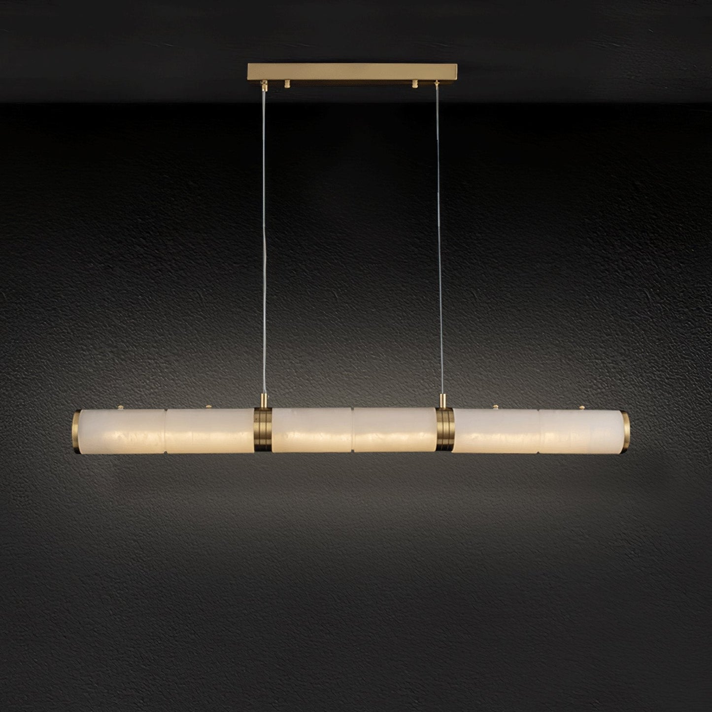 Alabaster Beam Pendant Light ∅ 47.2″ x H 59.1″ / Dia 120cm x H 150cm / Brass & White / Three-Color Changing Light