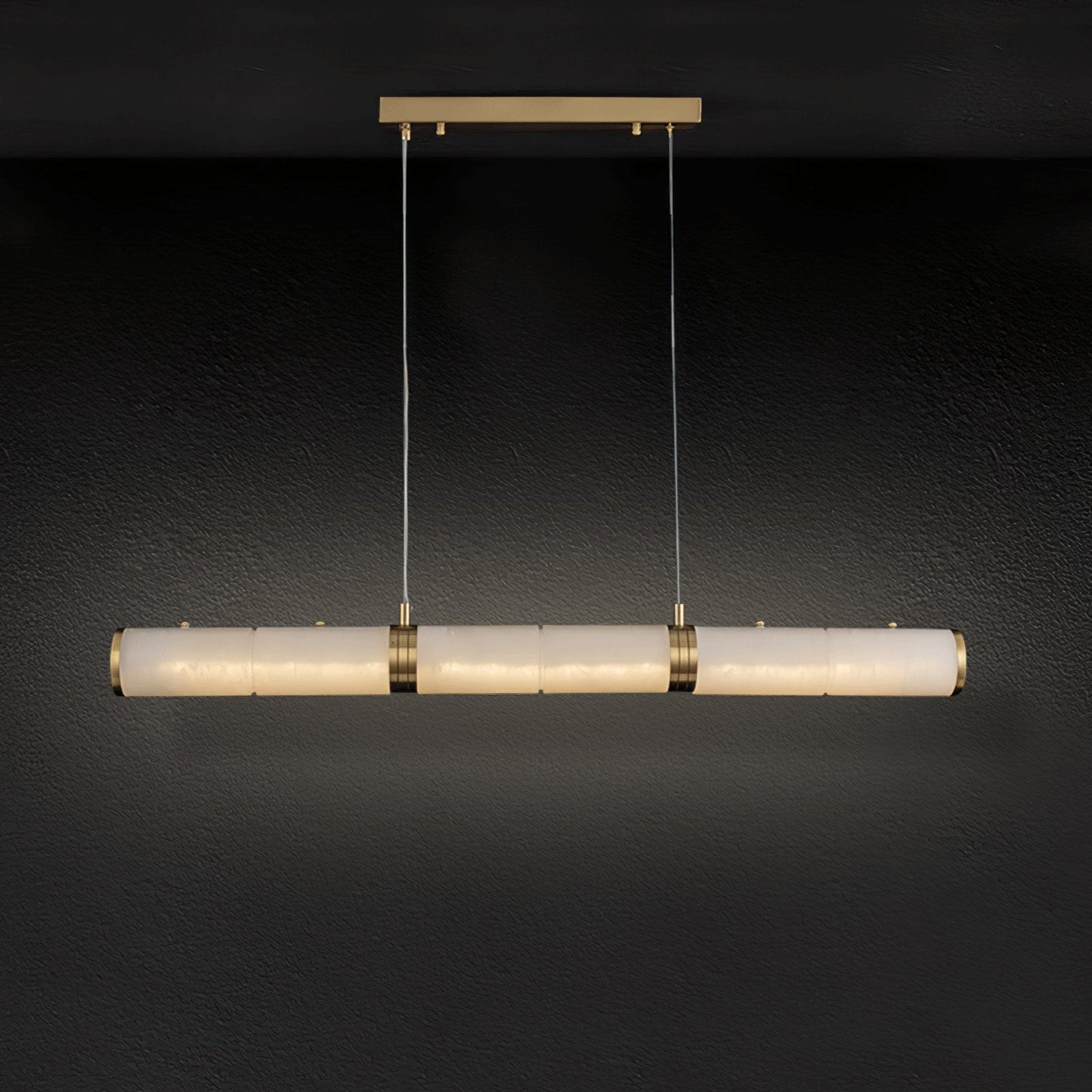 Alabaster Beam Pendant Light ∅ 39.4″ x H 59.1″ / Dia 100cm x H 150cm / Brass & White / Three-Color Changing Light