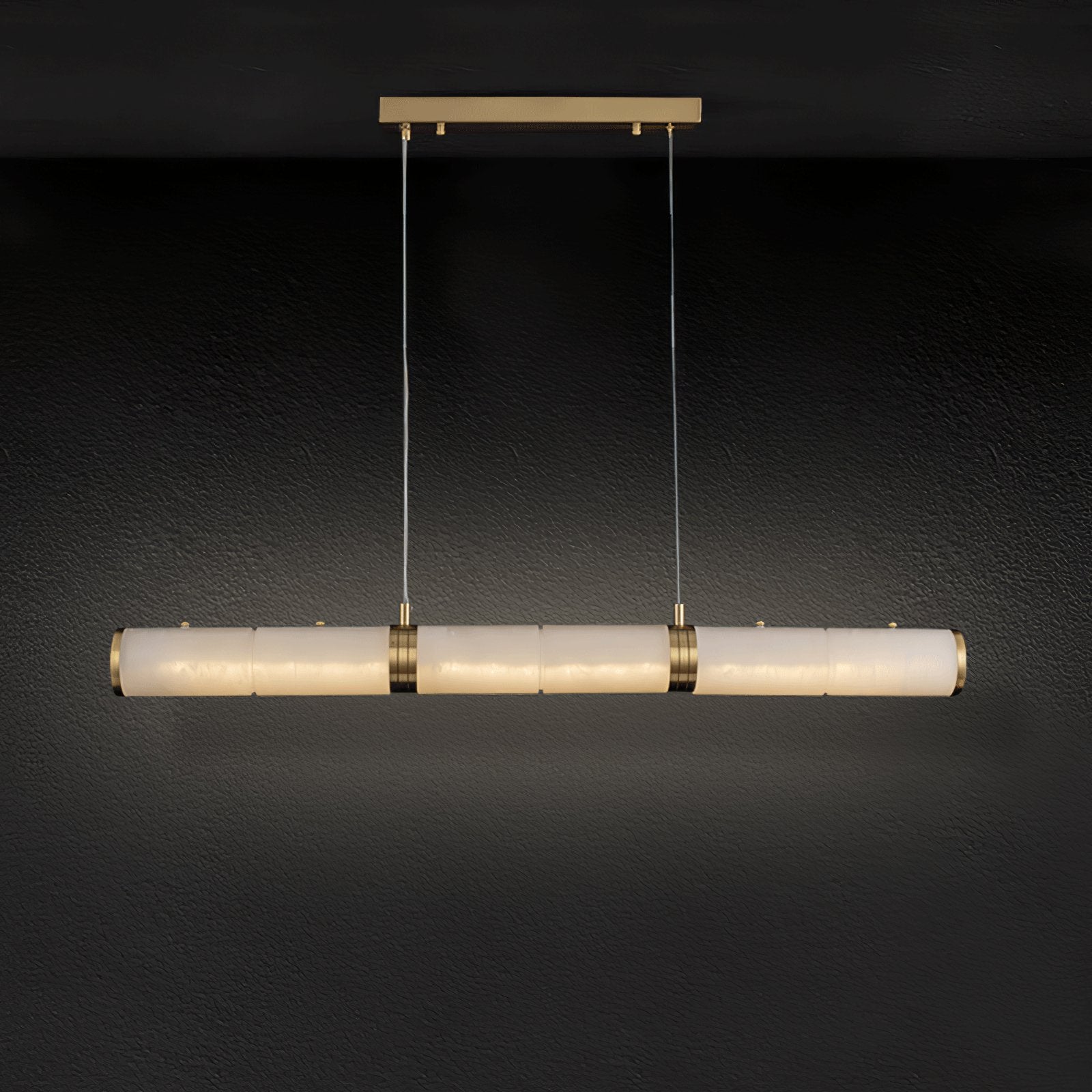 Alabaster Beam Pendant Light ∅ 39.4″ x H 59.1″ / Dia 100cm x H 150cm / Brass & White / Three-Color Changing Light