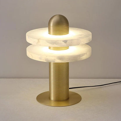 Alabaster Comet Table Lamp ∅ 11″ x H 15″ / Dia 28cm x H 38cm / Gold & White / US Plug Table lamp