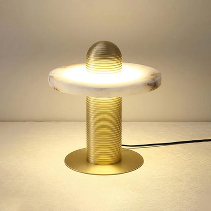Alabaster Comet Table Lamp ∅ 11″ x H 12.2″/ Dia 28cm x H 31cm / Gold & White / US Plug Table lamp