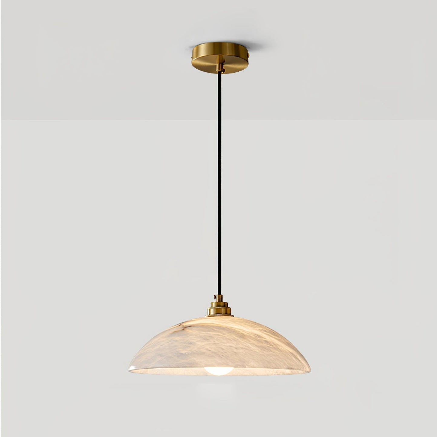 Alabaster Dome Pendant Lamp ∅ 11.8″ x H 5.9″ / Dia 30cm x H 15cm / Brass & White Pendant light