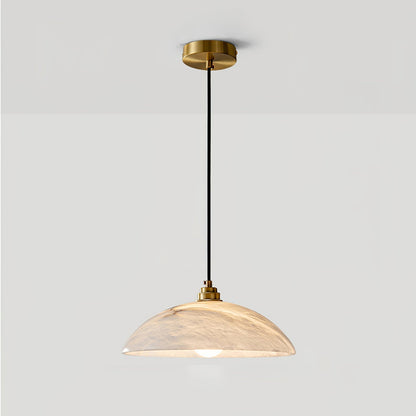 Alabaster Dome Pendant Lamp ∅ 11.8″ x H 5.9″ / Dia 30cm x H 15cm / Brass & White Pendant light