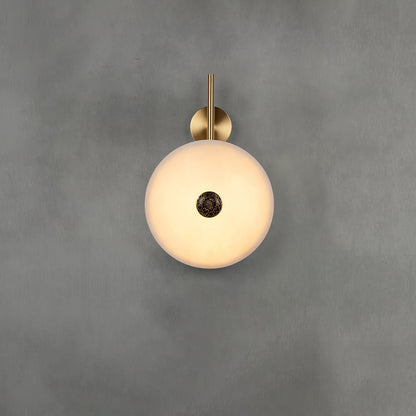 Alabaster Eclipse Wall Light ∅ 11.8″ x H 18.1″ / Brass & White Wall lamp