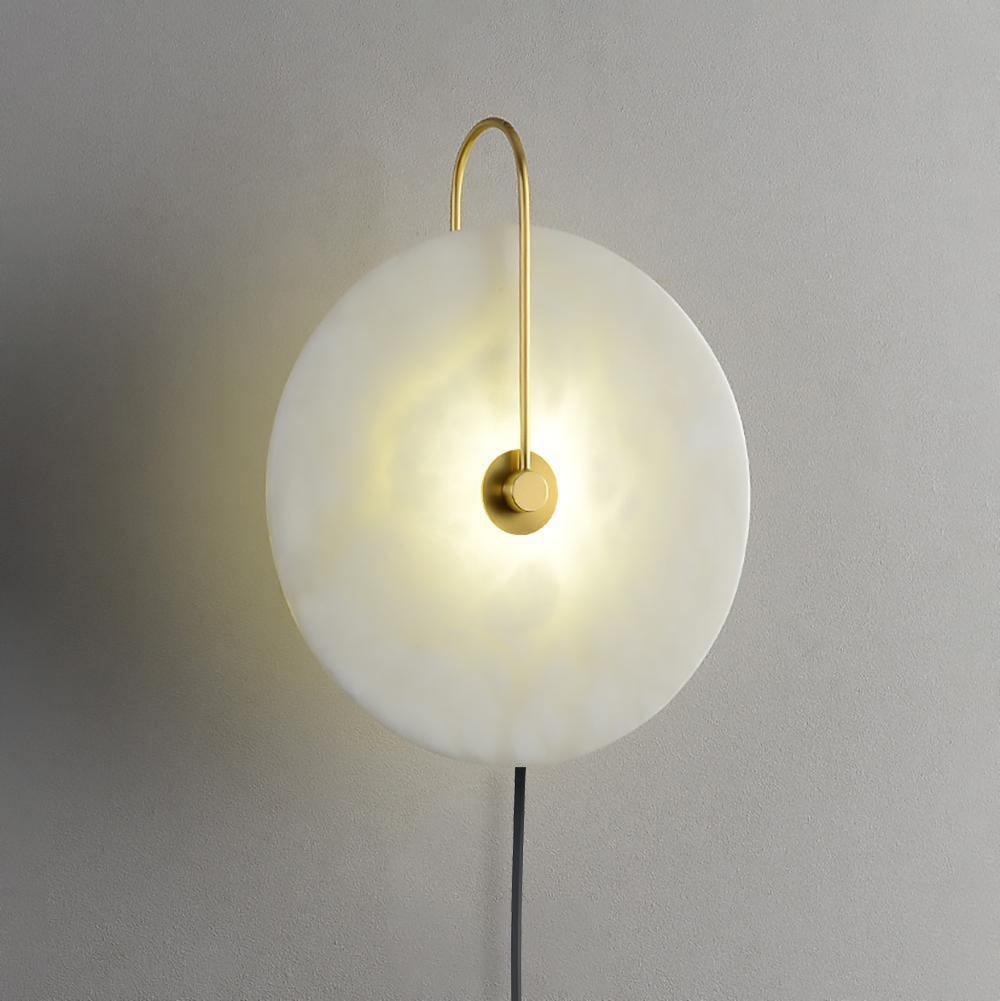 Alabaster LED Plug-In Wall Lamp ∅ 5.9″ / Dia 15cm / Gold / US Plug Wall lamp