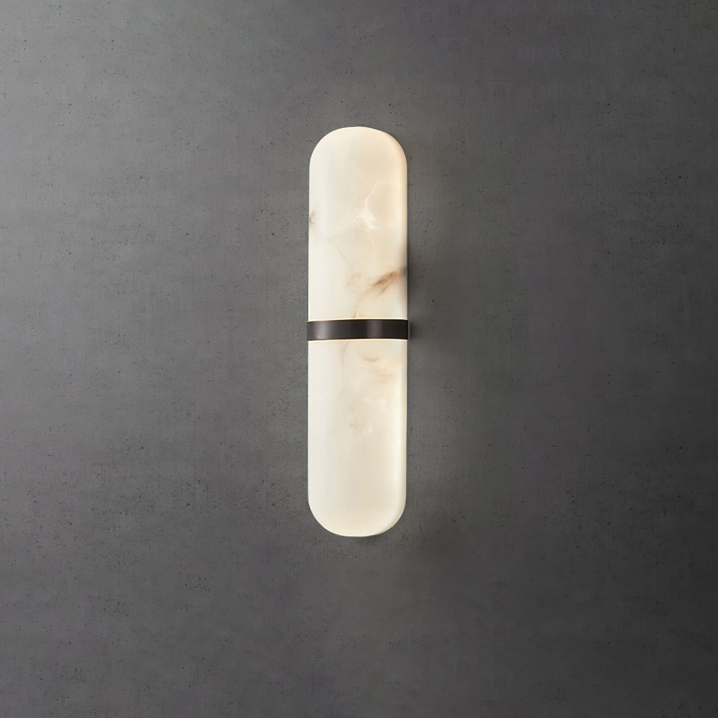 Alabaster Pill Wall Light ∅ 3.5″ x H 15.7″ / Black & Warm Light / Single Wall lamp