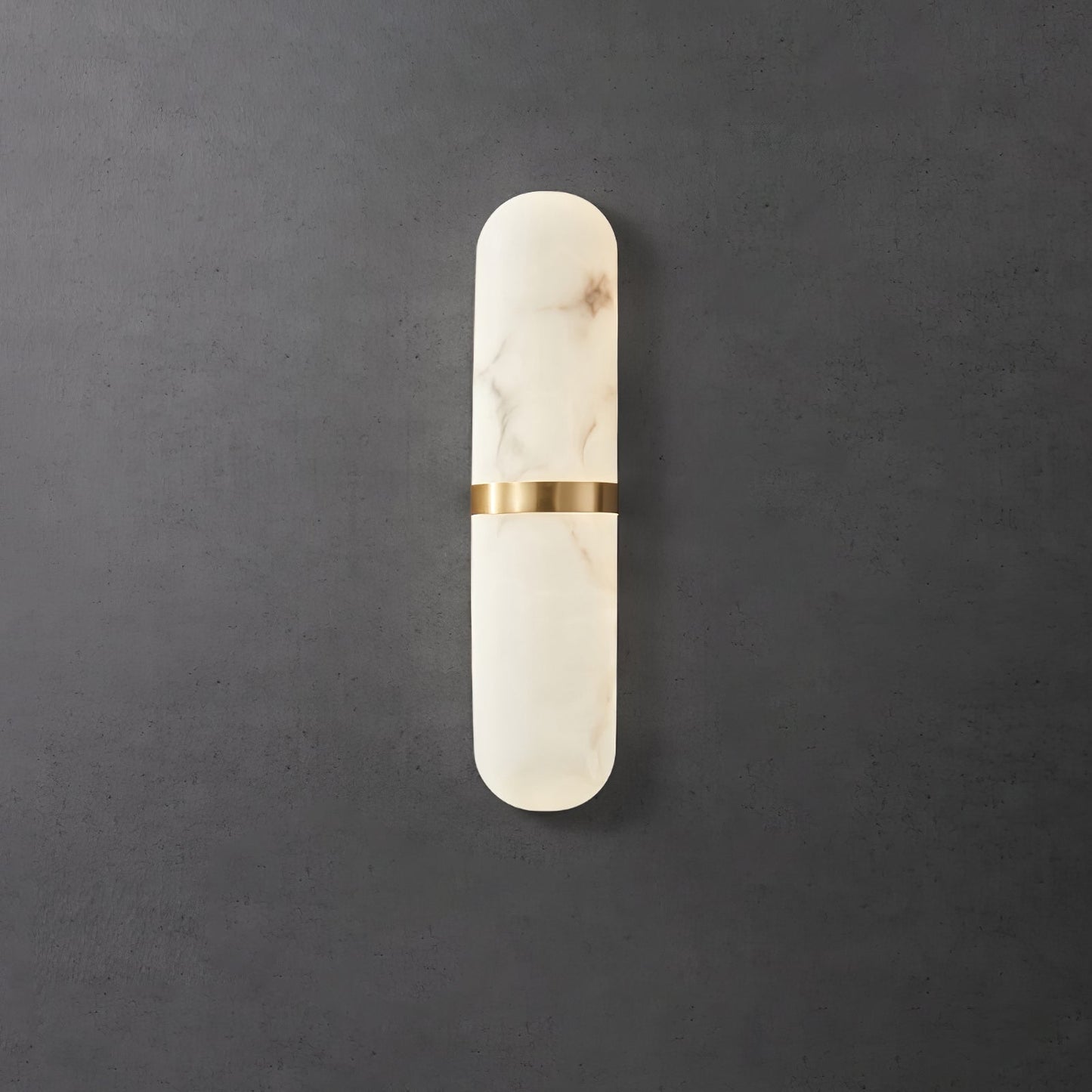 Alabaster Pill Wall Light ∅ 3.5″ x H 15.7″ / Brass & Warm Light / Single Wall lamp