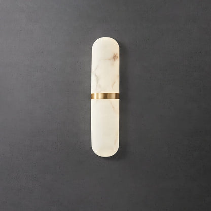 Alabaster Pill Wall Light ∅ 3.5″ x H 15.7″ / Brass & Warm Light / Single Wall lamp