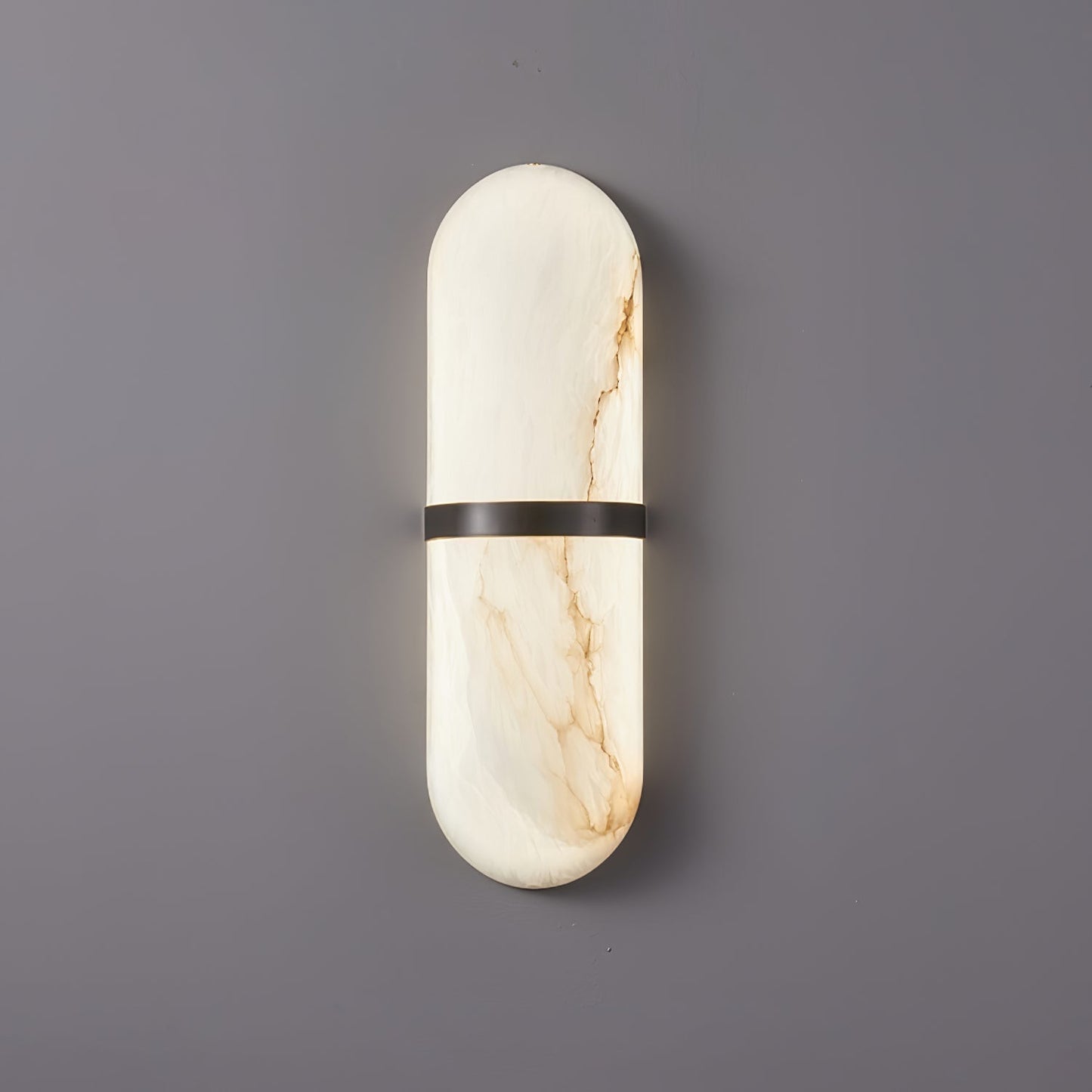 Alabaster Pill Wall Light ∅ 4.7″ x H 15.7″ / Black & Warm Light / Single Wall lamp