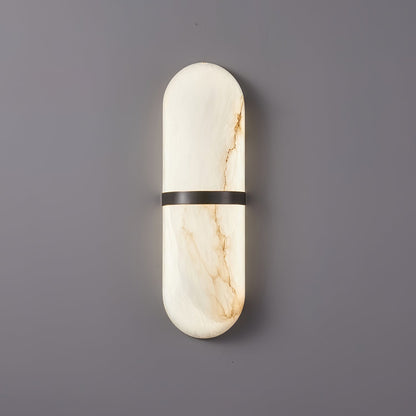 Alabaster Pill Wall Light ∅ 4.7″ x H 15.7″ / Black & Warm Light / Single Wall lamp