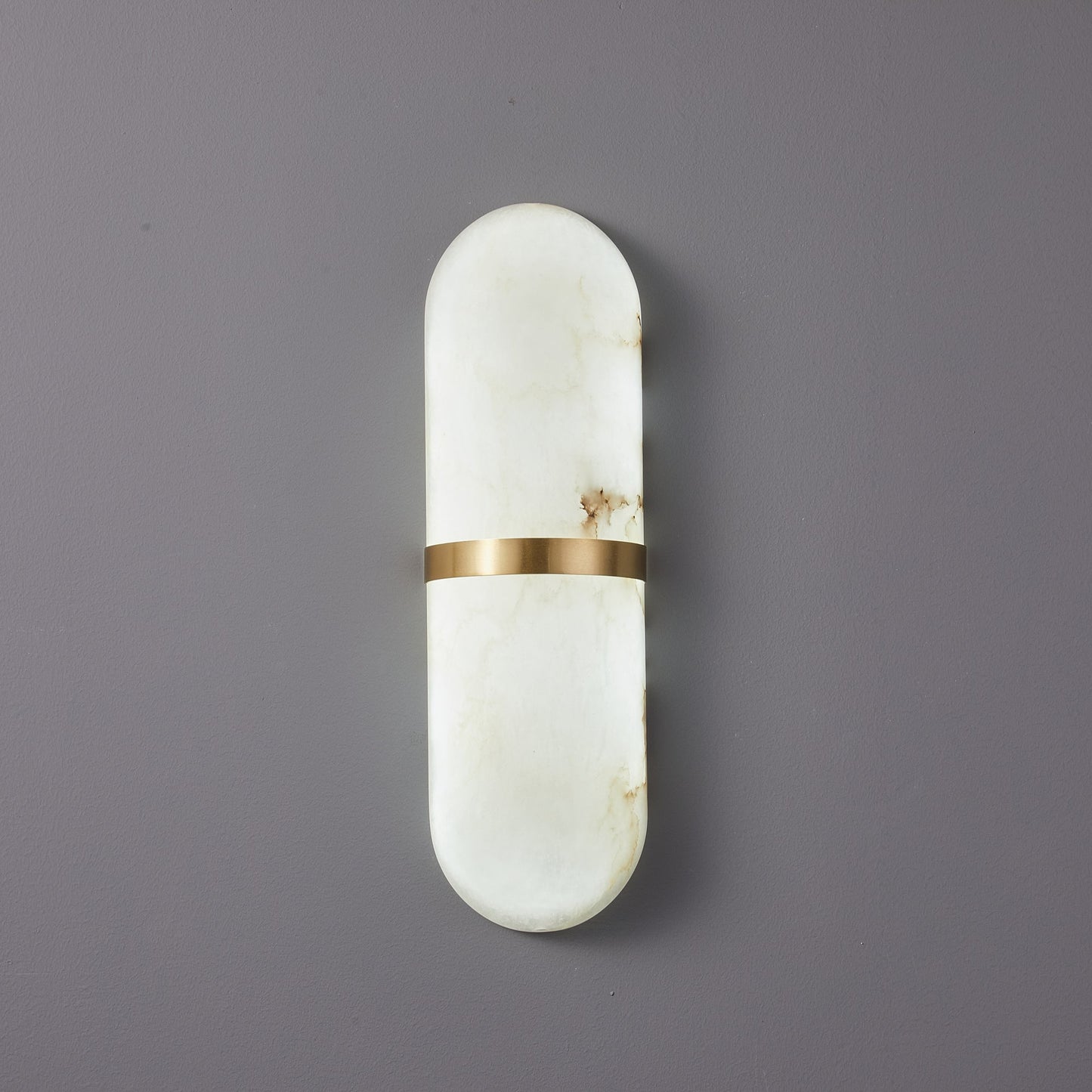 Alabaster Pill Wall Light ∅ 4.7″ x H 15.7″ / Brass & Warm Light / Single Wall lamp