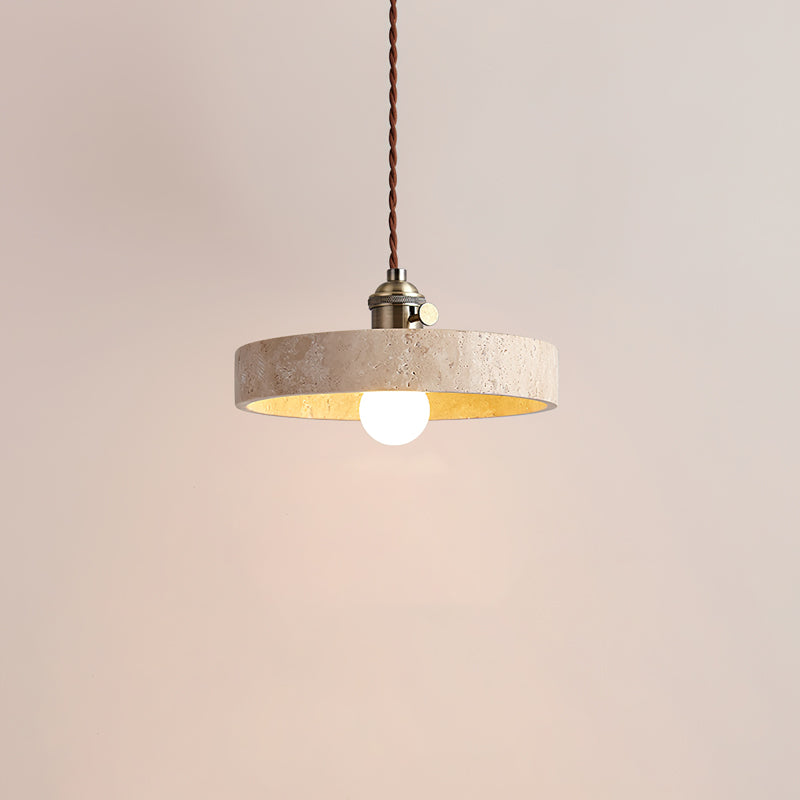 Alagusmo Pendant Lamp Model E: ∅ 8.3″ x H 4.3″ / Yellow Travertine pendant Lamp
