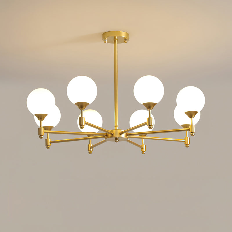 Alessio Globe Chandelier 8 Heads ∅ 31.5″ x H 21.3″/ Dia 80cm x H 54cm / Brass & White Chandelier