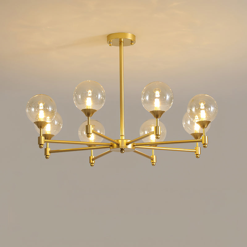 Alessio Globe Chandelier 8 Heads ∅ 31.5″ x H 21.3″/ Dia 80cm x H 54cm / Brass & Amber Chandelier