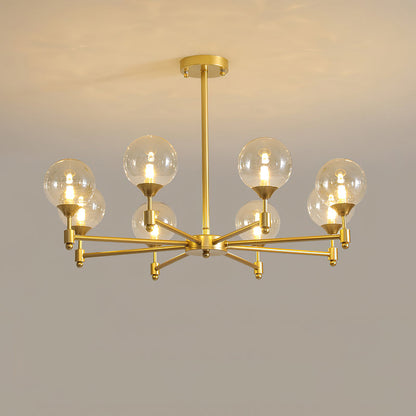 Alessio Globe Chandelier 8 Heads ∅ 31.5″ x H 21.3″/ Dia 80cm x H 54cm / Brass & Amber Chandelier
