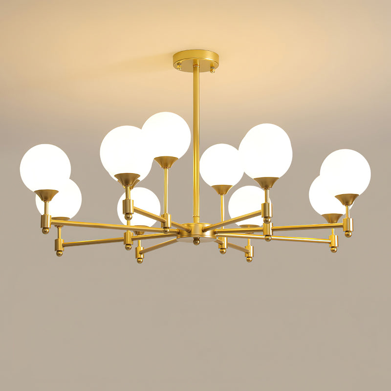 Alessio Globe Chandelier 12 Heads ∅ 35.4″ x H 21.3″ / Dia 90cm x H 54cm / Brass & White Chandelier