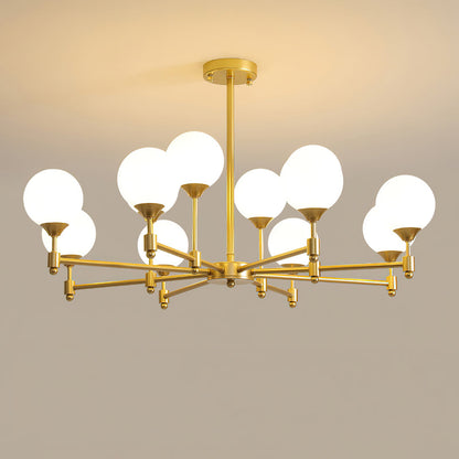 Alessio Globe Chandelier 12 Heads ∅ 35.4″ x H 21.3″ / Dia 90cm x H 54cm / Brass & White Chandelier
