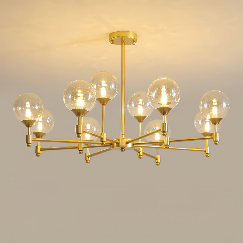 Alessio Globe Chandelier 12 Heads ∅ 35.4″ x H 21.3″ / Dia 90cm x H 54cm / Brass & Amber Chandelier