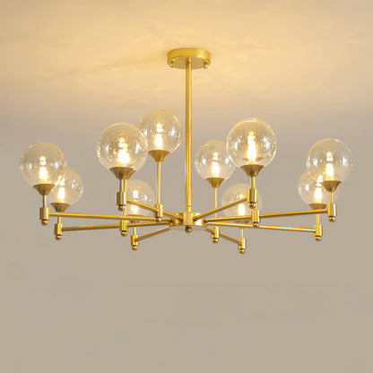Alessio Globe Chandelier 12 Heads ∅ 35.4″ x H 21.3″ / Dia 90cm x H 54cm / Brass & Amber Chandelier