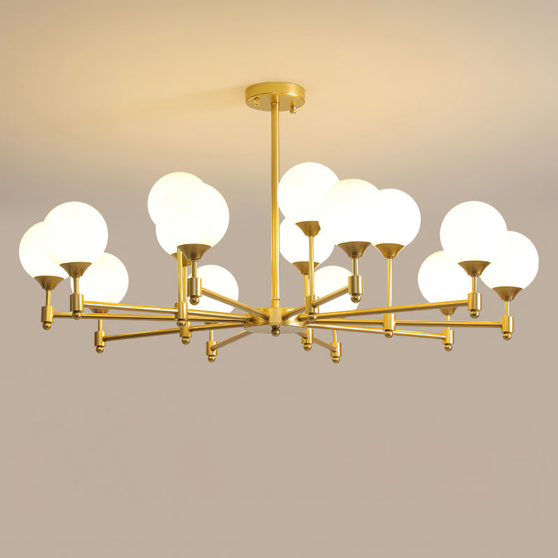 Alessio Globe Chandelier 15 Heads ∅ 39.4″ x H 21.3″ / Dia 100cm x H 54cm / Brass & White Chandelier