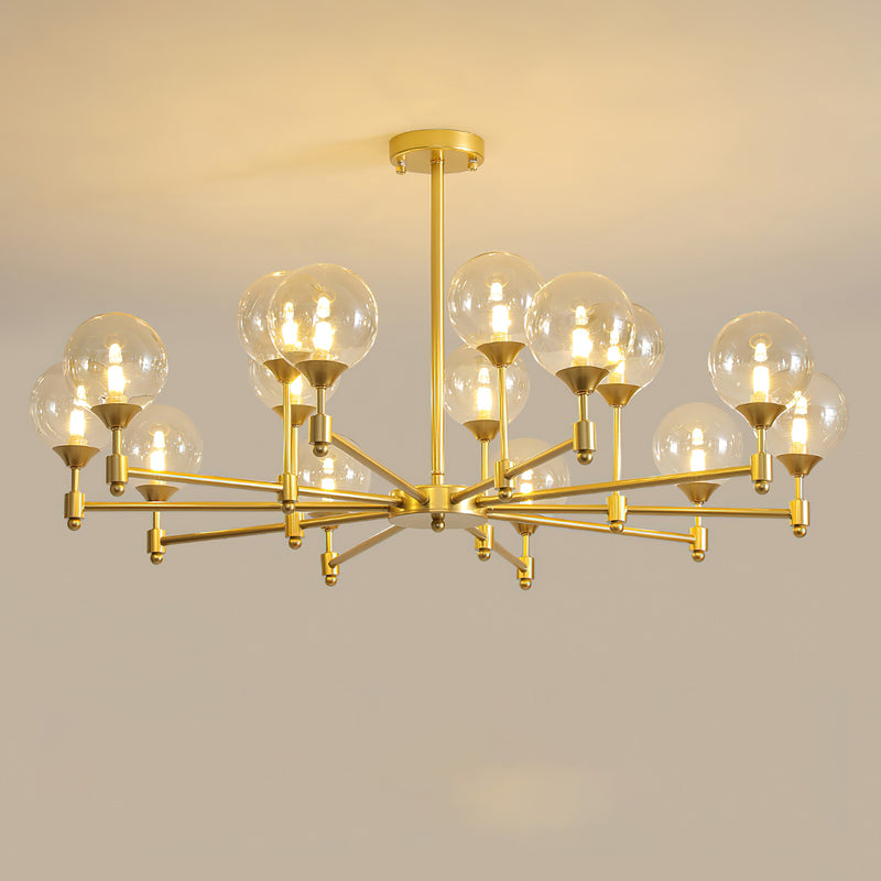 Alessio Globe Chandelier 15 Heads ∅ 39.4″ x H 21.3″ / Dia 100cm x H 54cm / Brass & Amber Chandelier