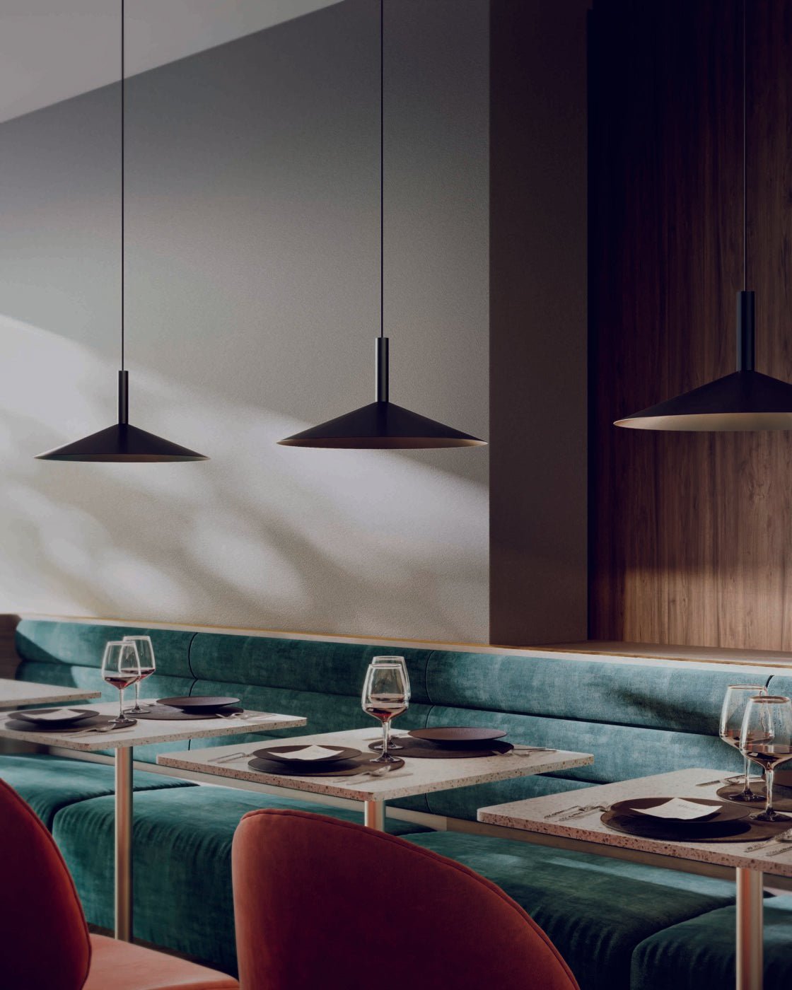 Altura Pendant Lamp ∅ 12.8″ x H 9.1″ / Black / Warm Light Pendant light