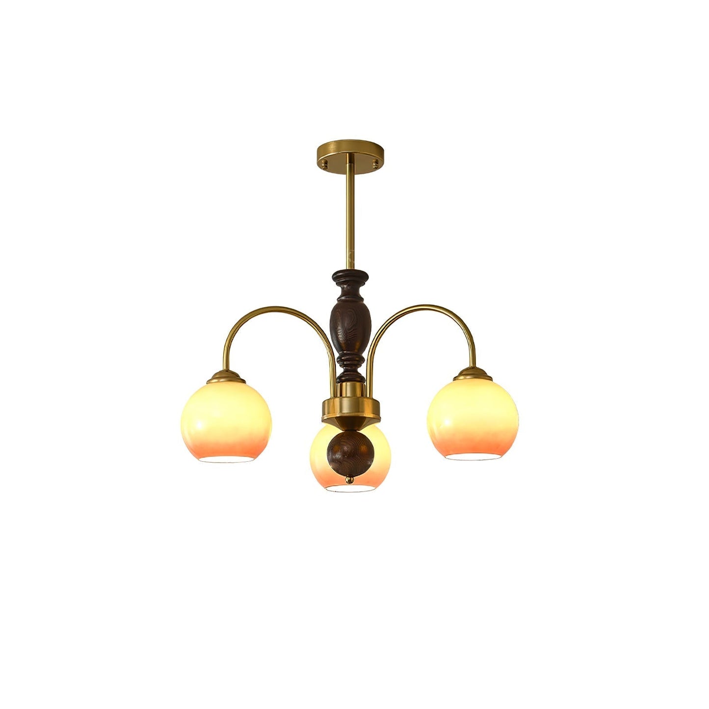 Amberly Arch Chandelier 3 heads ∅ 19.7″ x H 15.4″ / Walnut Color & Gold & Caramel Chandelier