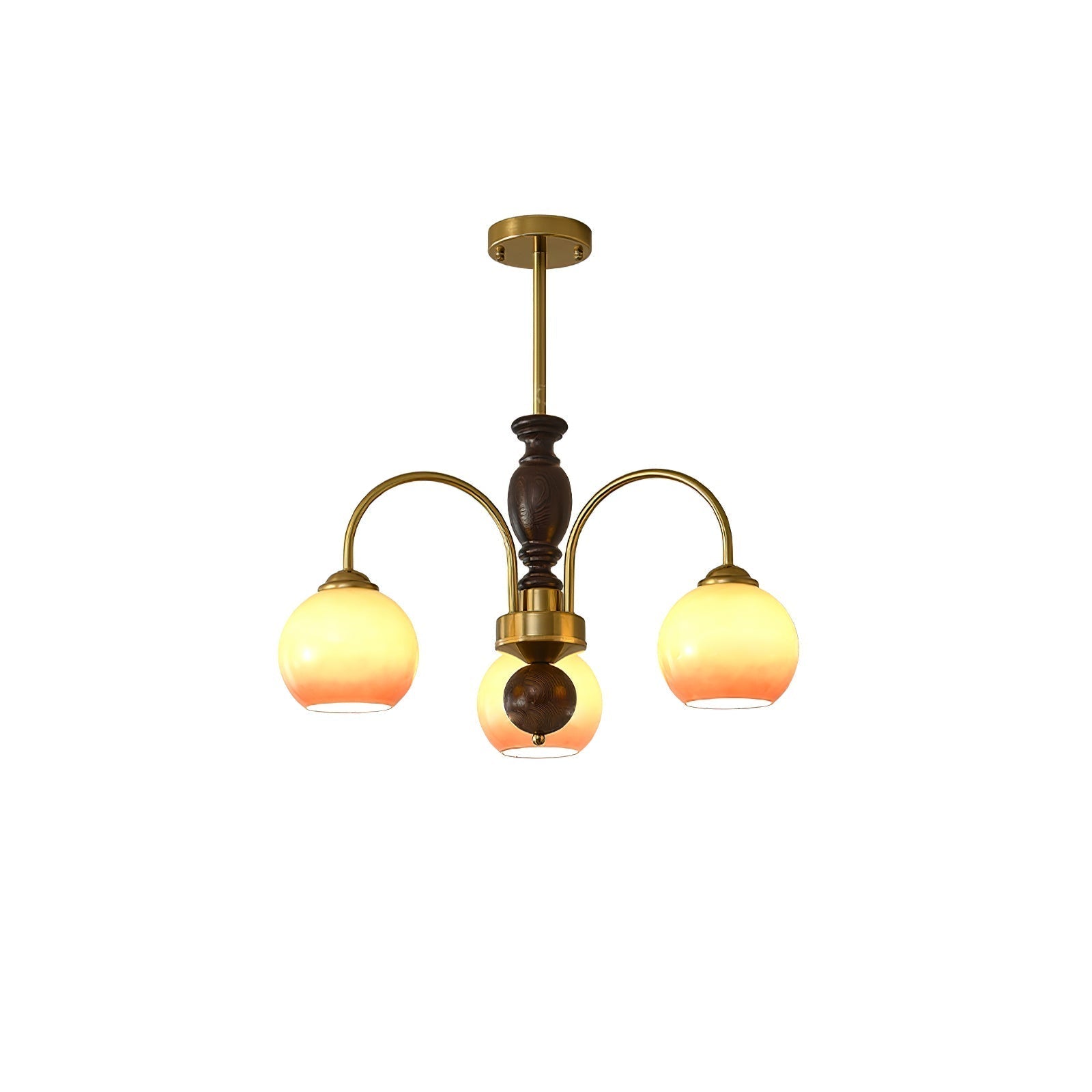 Amberly Arch Chandelier 3 heads ∅ 19.7″ x H 15.4″ / Walnut Color & Gold & Caramel Chandelier