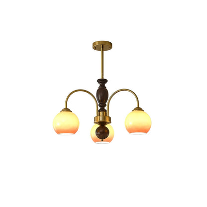 Amberly Arch Chandelier 3 heads ∅ 19.7″ x H 15.4″ / Walnut Color & Gold & Caramel Chandelier