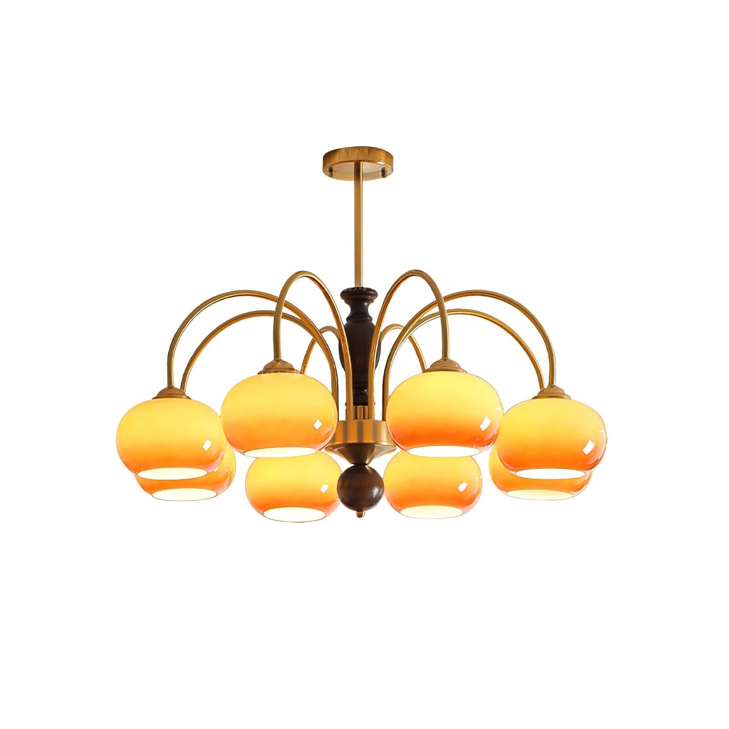 Amberly Arch Chandelier 8 heads ∅ 35.4″ x H 15.4″ / Walnut Color & Gold & Caramel Chandelier