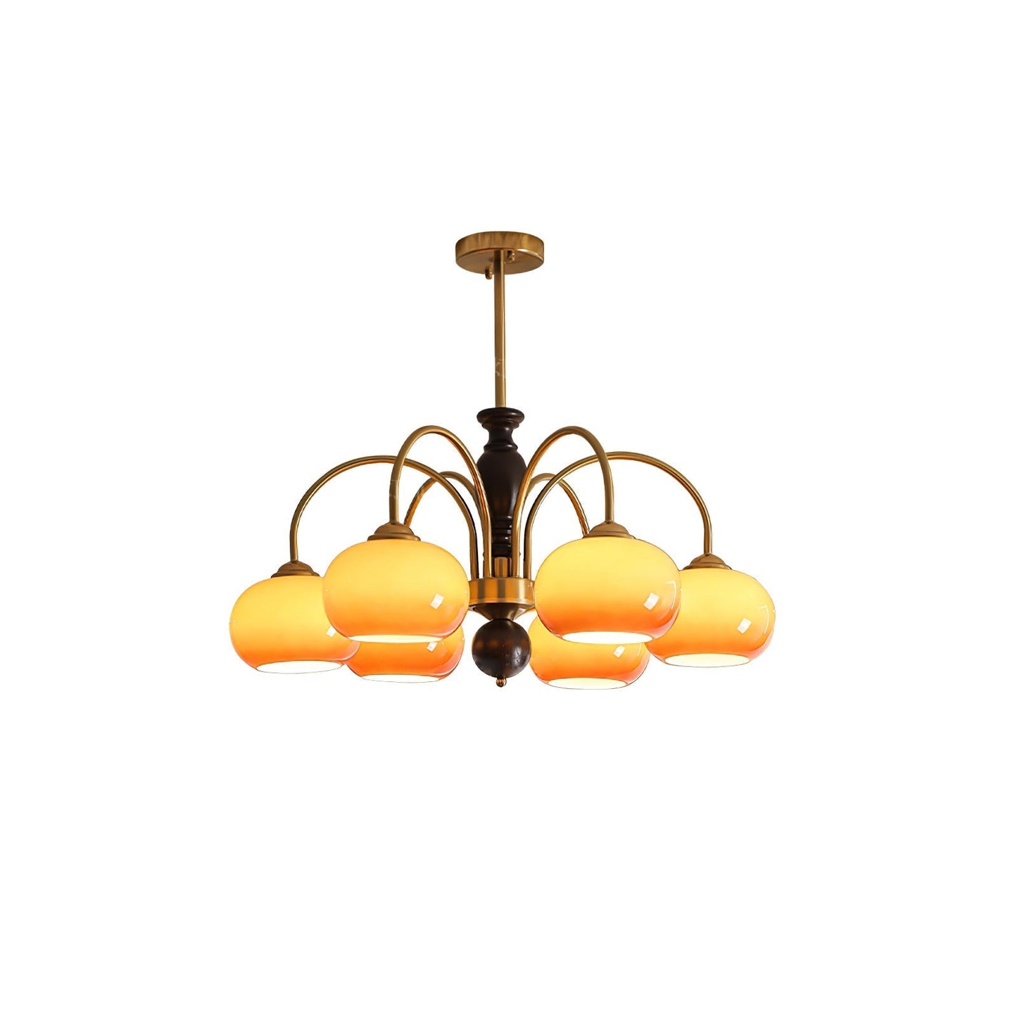 Amberly Arch Chandelier 6 heads ∅ 30.7″ x H 15.4″ / Walnut Color & Gold & Caramel Chandelier